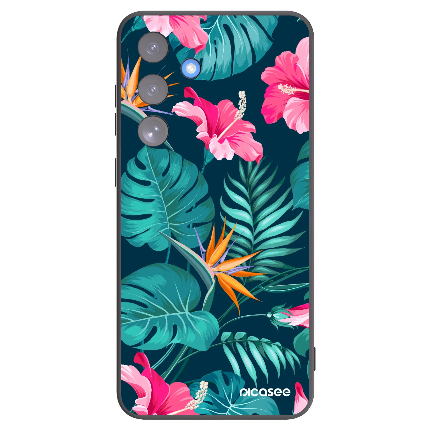 Picasee crna silikonska maskica za Samsung Galaxy S25 FE 5G - Pink Monstera