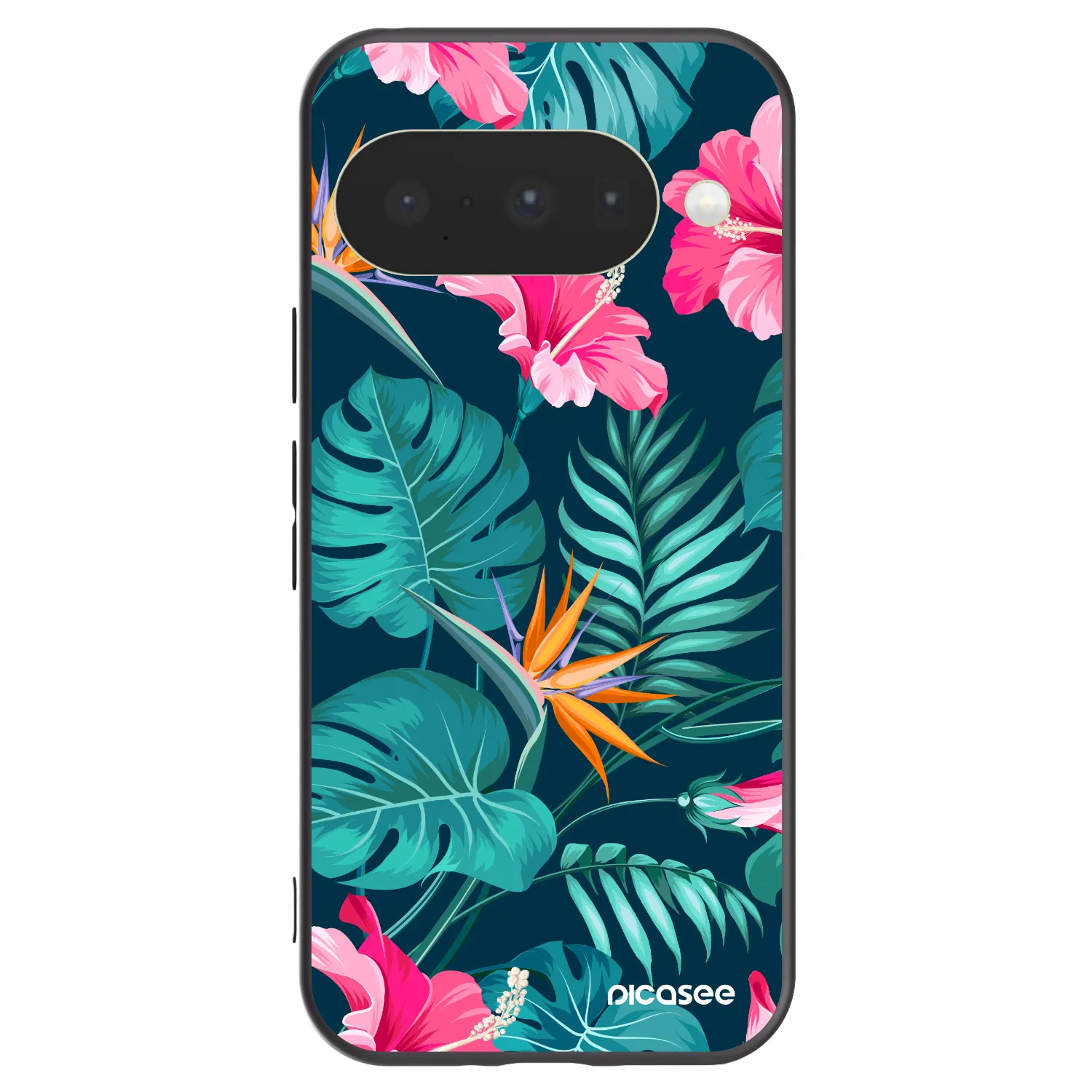 Picasee crna silikonska maskica za Google Pixel 10 - Pink Monstera