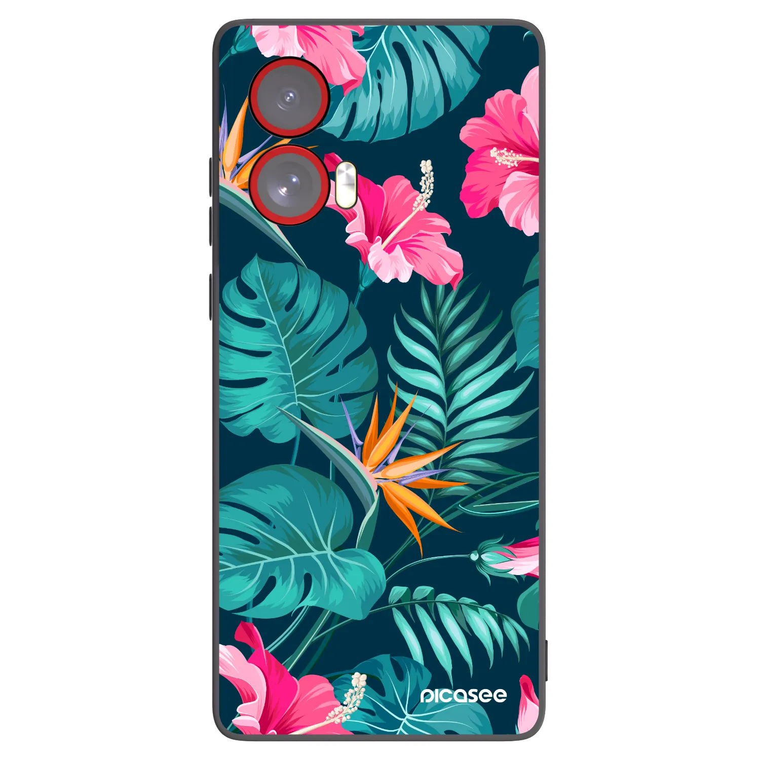 Picasee crna silikonska maskica za Motorola Edge 50 Fusion - Pink Monstera