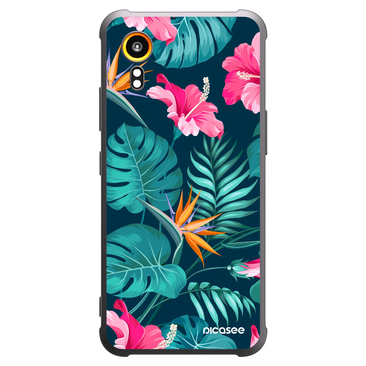 Picasee crna silikonska maskica za Samsung Galaxy Xcover 7 - Pink Monstera