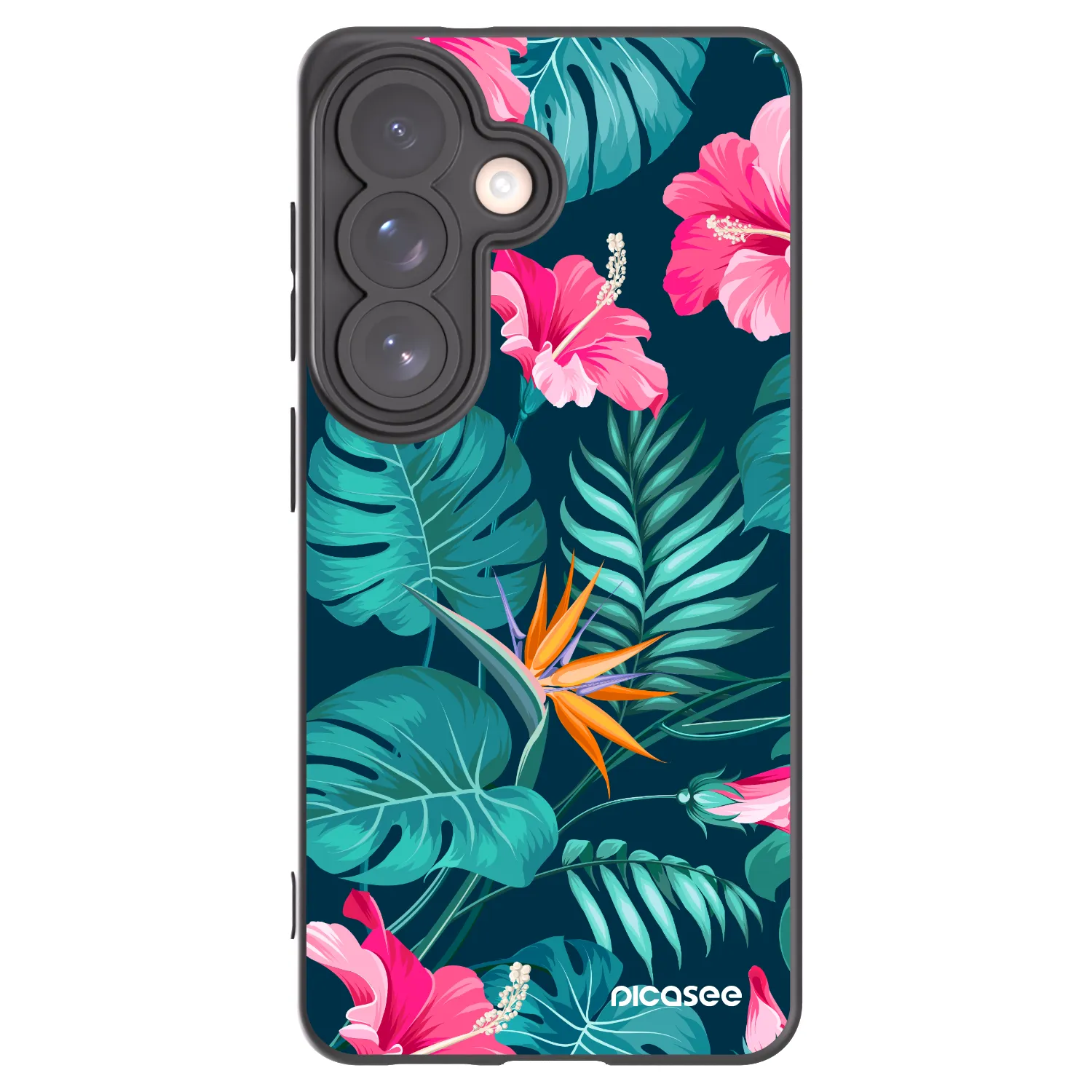 Picasee crna silikonska maskica za Samsung Galaxy S26 - Pink Monstera