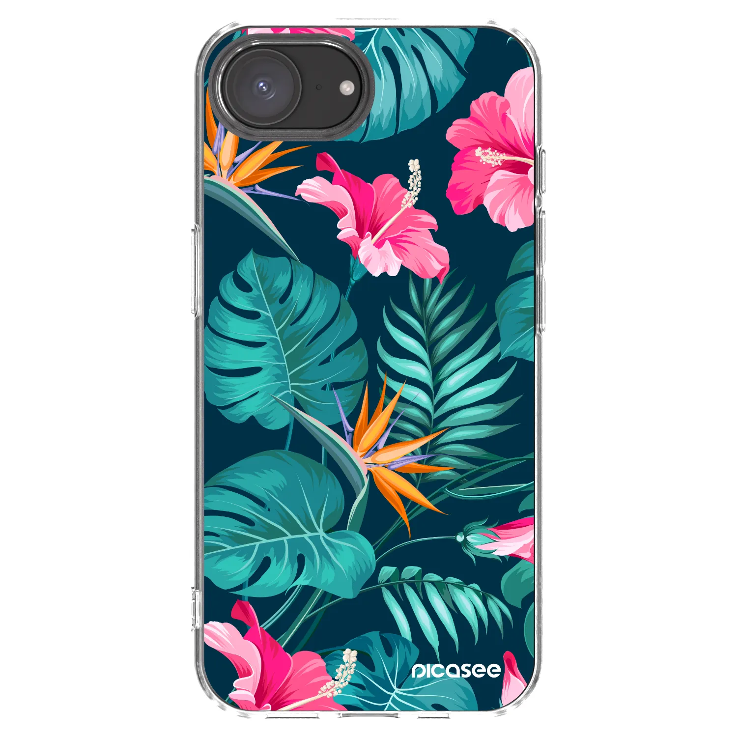 Picasee silikonska prozirna maskica za Apple iPhone 17e - Pink Monstera