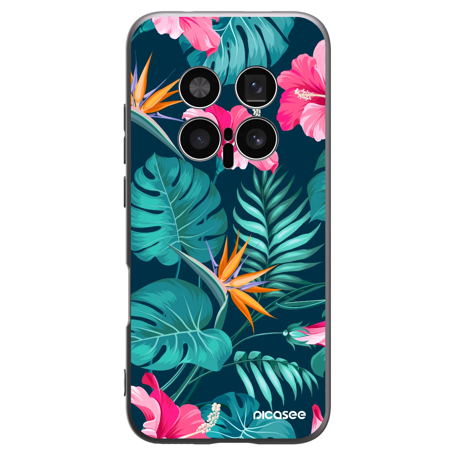 Picasee crna silikonska maskica za Honor Magic8 Pro 5G - Pink Monstera