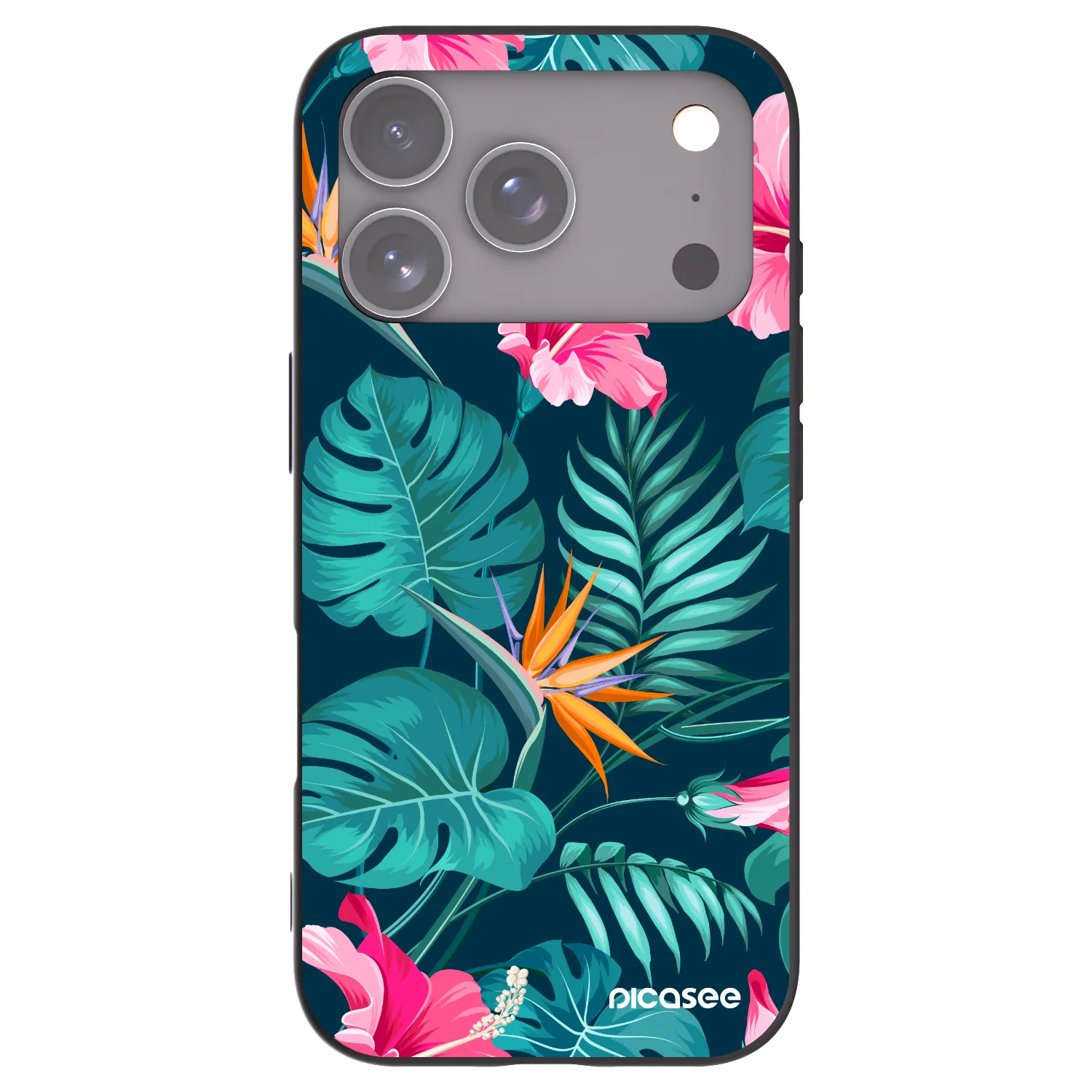 Picasee crna silikonska maskica za Apple iPhone 18 Pro - Pink Monstera