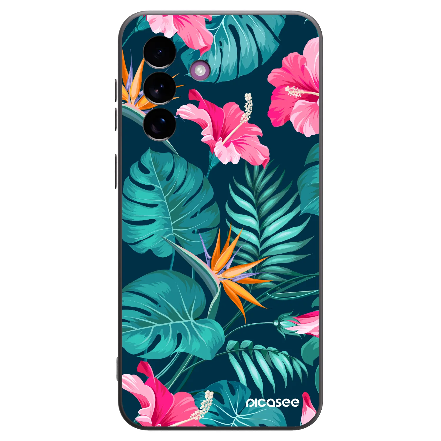Picasee crna silikonska maskica za Samsung Galaxy A37 - Pink Monstera