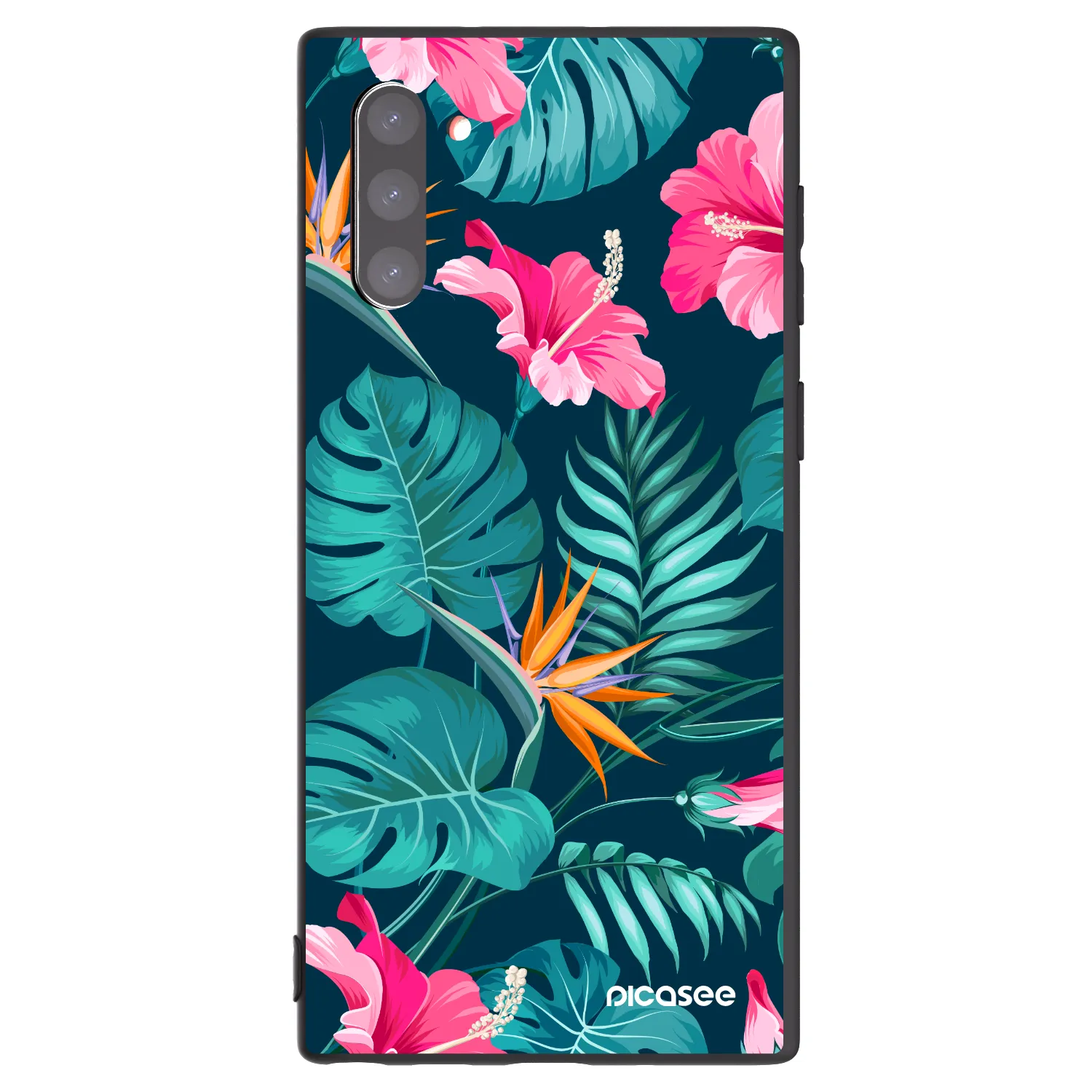 Picasee crna silikonska maskica za Samsung Galaxy Note 10 N970F - Pink Monstera