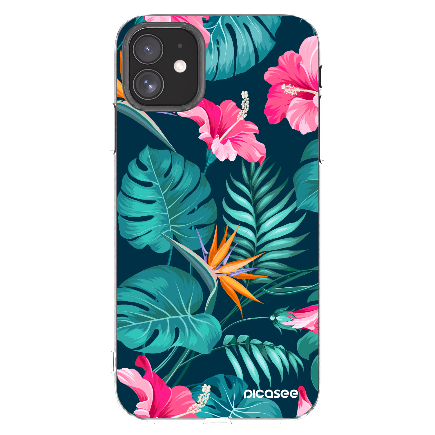 Picasee silikonska prozirna maskica za Apple iPhone 11 - Pink Monstera
