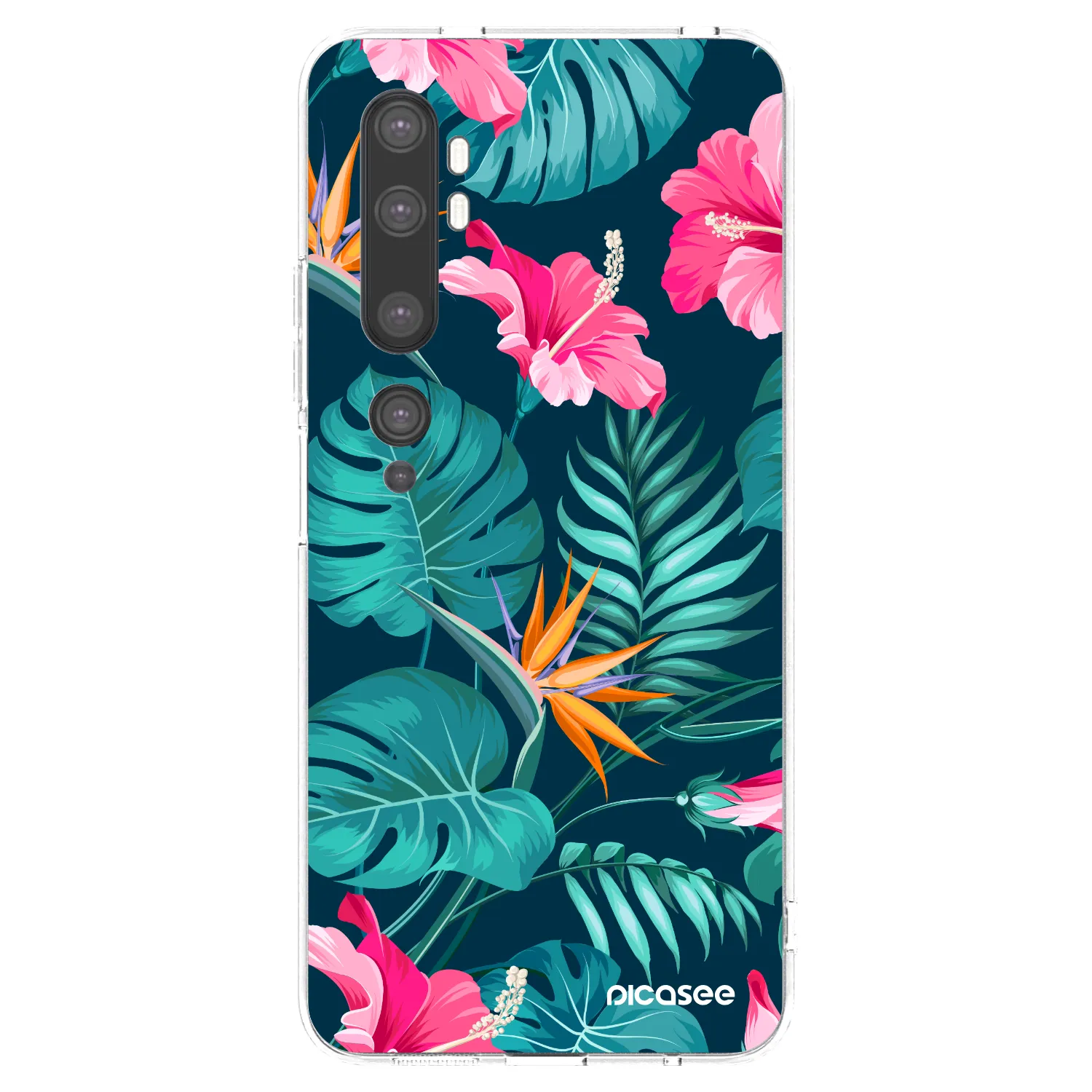 Picasee silikonska prozirna maskica za Xiaomi Mi Note 10 (Pro) - Pink Monstera