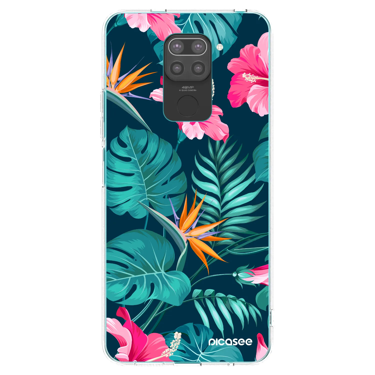 Picasee crna silikonska maskica za Xiaomi Redmi Note 9 - Pink Monstera
