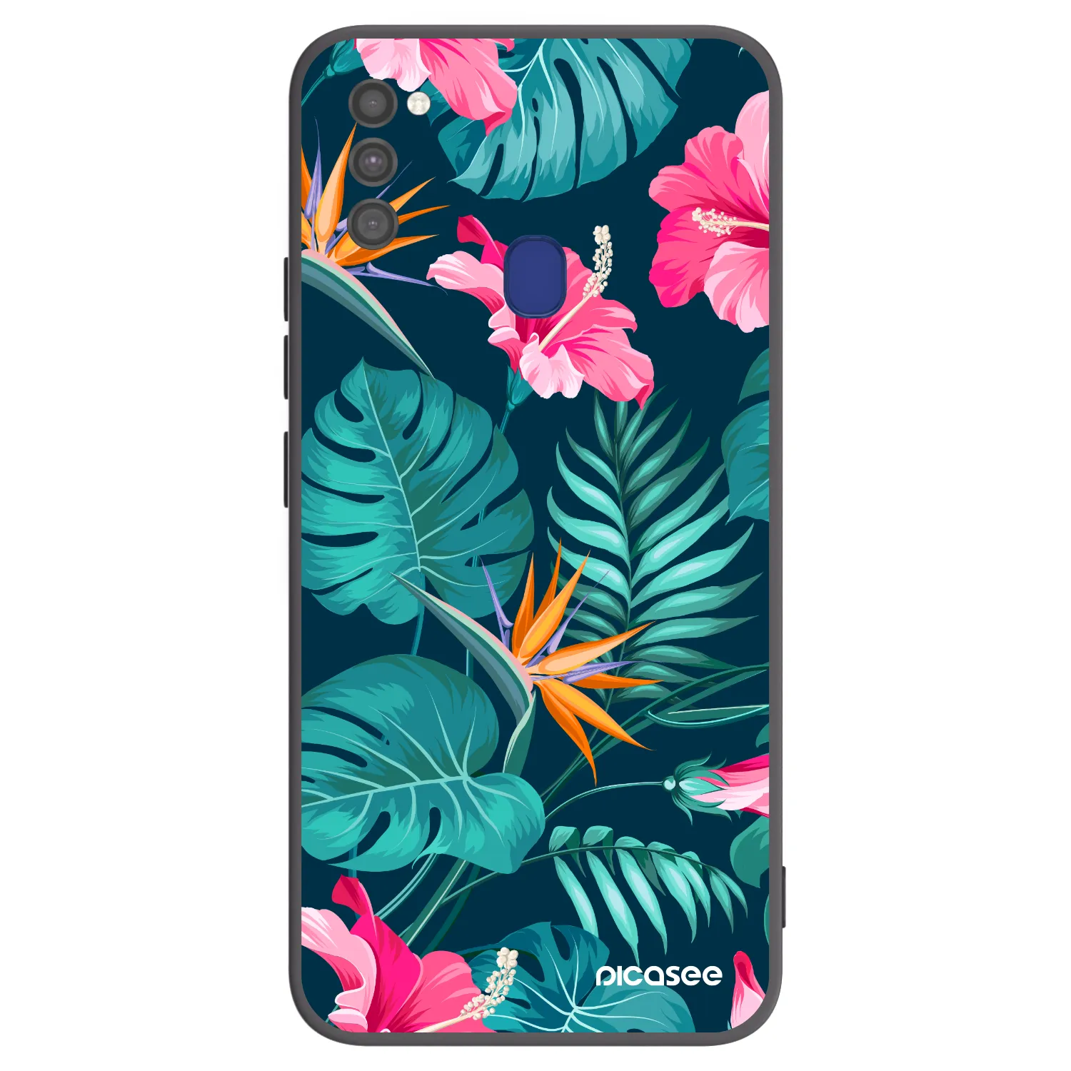 Picasee crna silikonska maskica za Samsung Galaxy M21 M215F - Pink Monstera