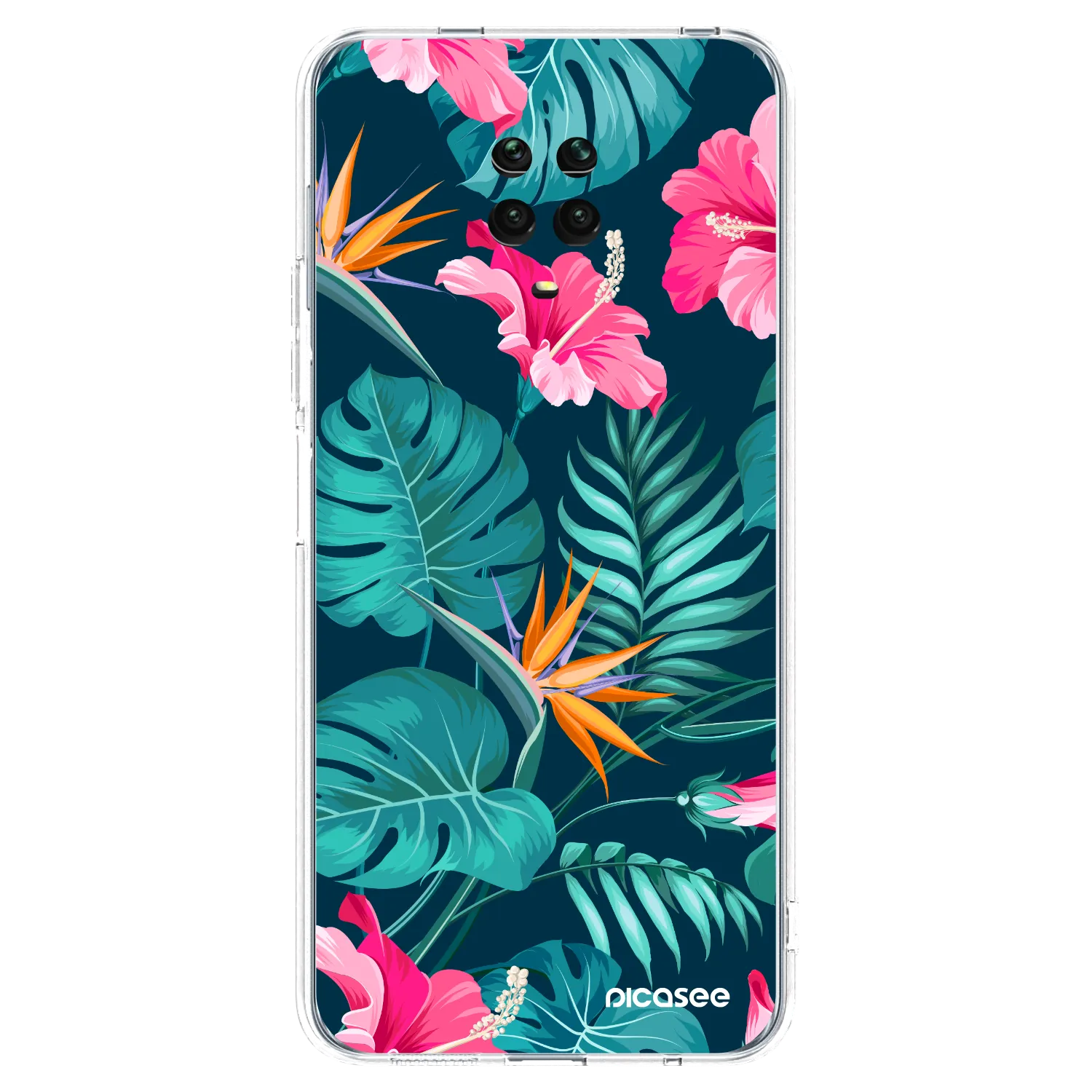 Picasee silikonska prozirna maskica za Xiaomi Redmi Note 9S - Pink Monstera