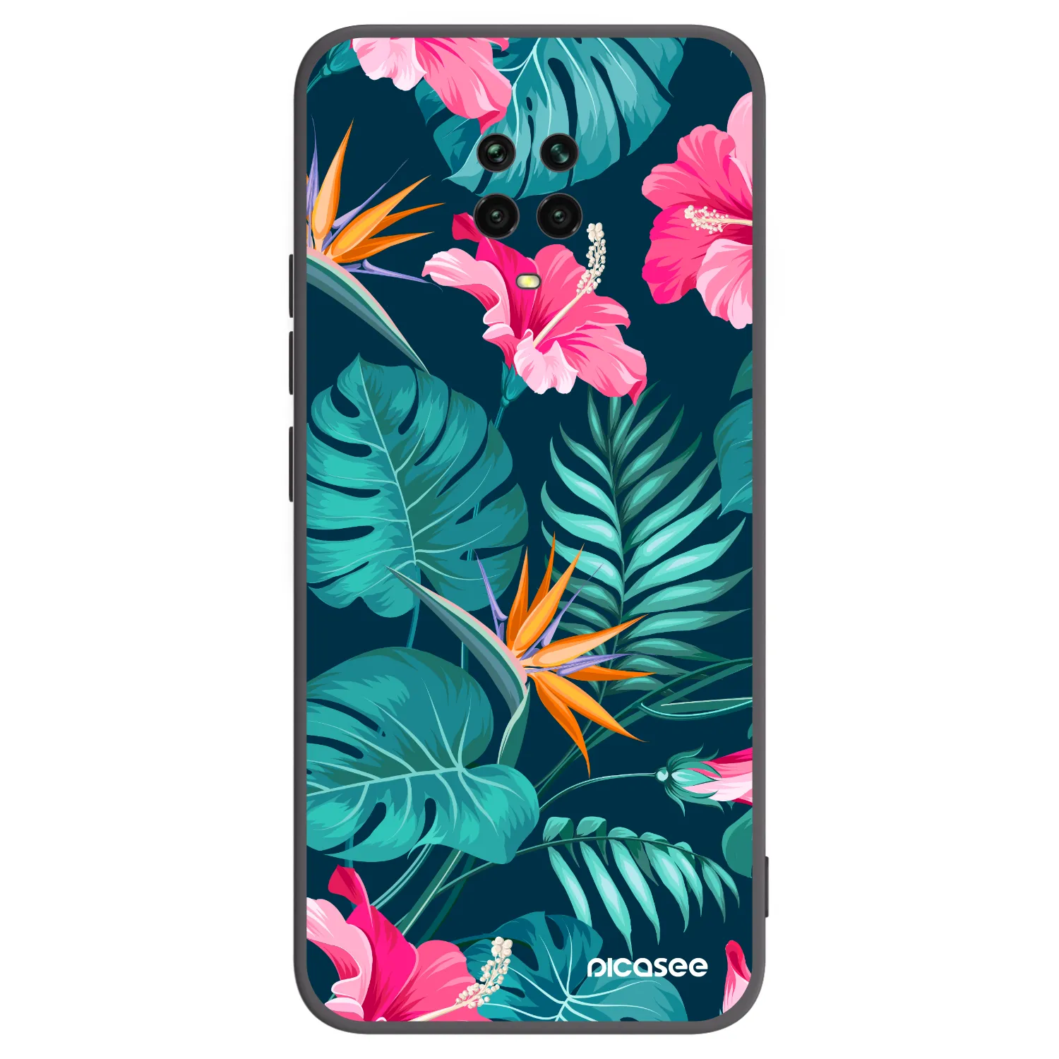 Picasee crna silikonska maskica za Xiaomi Redmi Note 9S - Pink Monstera