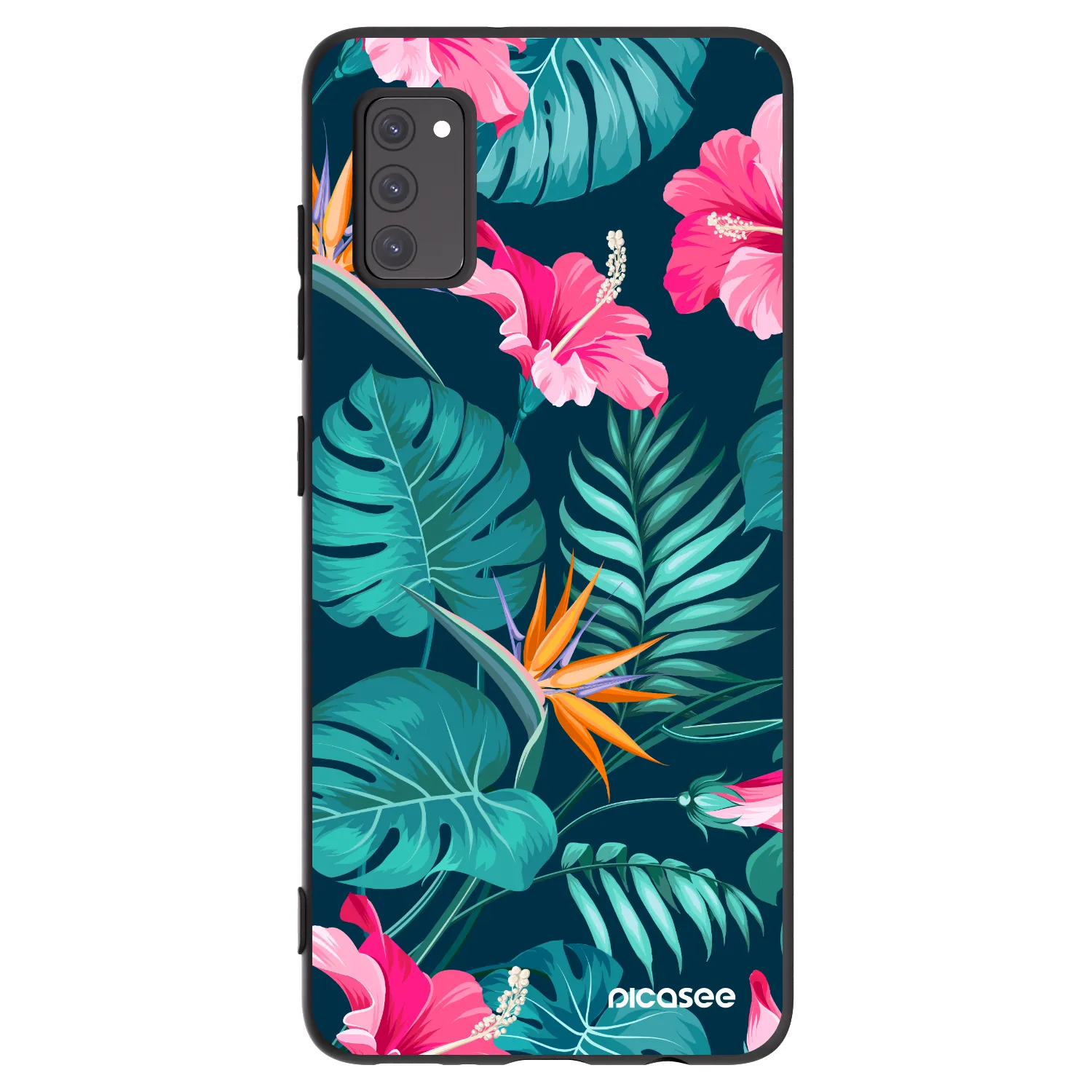 Picasee crna silikonska maskica za Samsung Galaxy A41 A415F - Pink Monstera