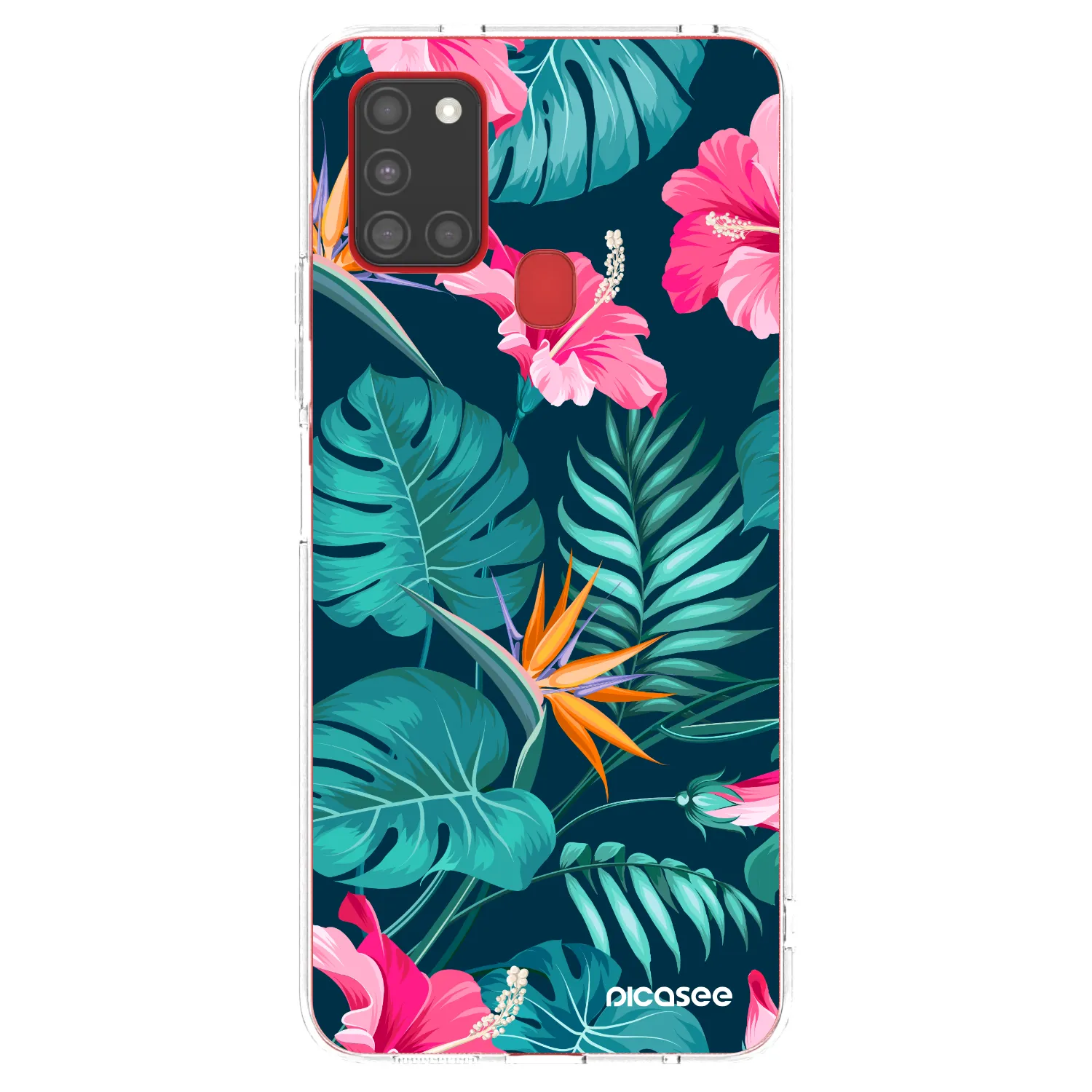 Picasee silikonska prozirna maskica za Samsung Galaxy A21s - Pink Monstera