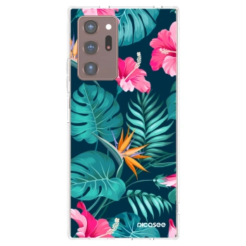 Picasee silikonska prozirna maskica za Samsung Galaxy Note 20 Ultra - Pink Monstera
