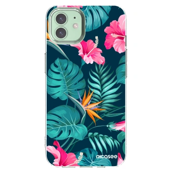 Picasee silikonska prozirna maskica za Apple iPhone 12 - Pink Monstera