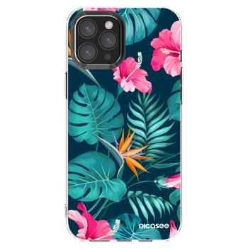 Picasee silikonska prozirna maskica za Apple iPhone 12 Pro Max - Pink Monstera