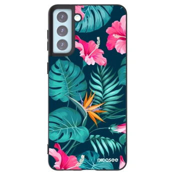 Picasee crna silikonska maskica za Samsung Galaxy S21+ 5G G996F - Pink Monstera