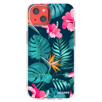 Picasee silikonska prozirna maskica za Apple iPhone 13 - Pink Monstera
