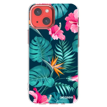 Picasee silikonska prozirna maskica za Apple iPhone 13 mini - Pink Monstera