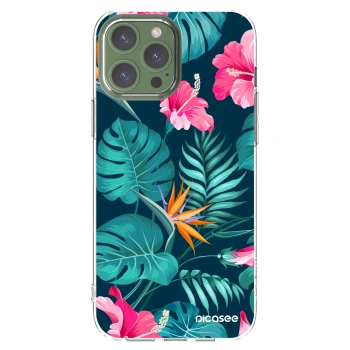 Picasee silikonska prozirna maskica za Apple iPhone 13 Pro Max - Pink Monstera