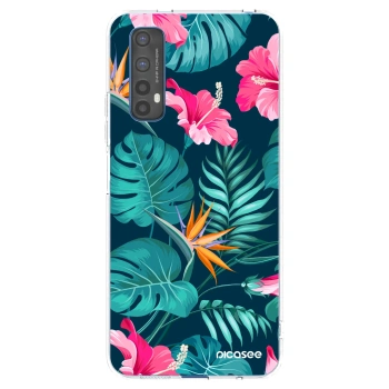 Picasee silikonska prozirna maskica za Realme 7 - Pink Monstera