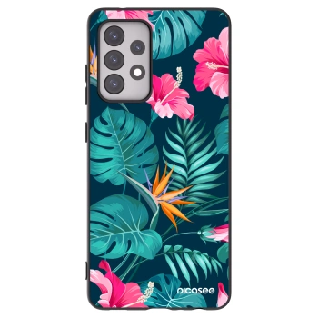 Picasee crna silikonska maskica za Samsung Galaxy A52s 5G A528B - Pink Monstera