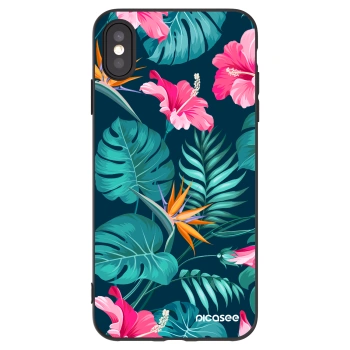 Picasee crna silikonska maskica za Apple iPhone XS Max - Pink Monstera