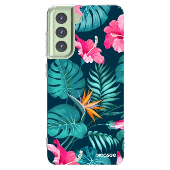 Picasee silikonska prozirna maskica za Samsung Galaxy S21 FE 5G - Pink Monstera