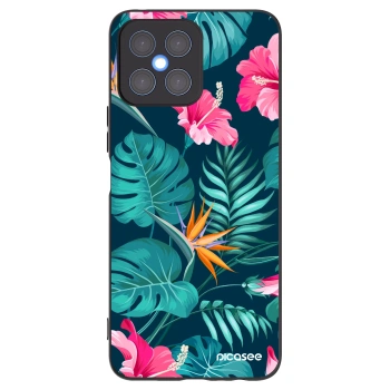 Picasee crna silikonska maskica za Honor X8 4G - Pink Monstera