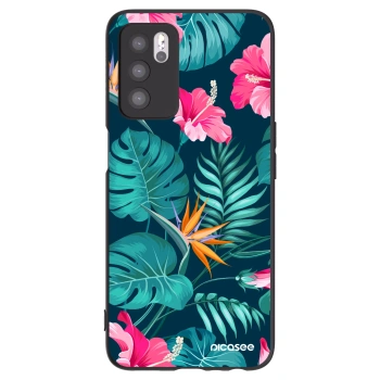 Picasee crna silikonska maskica za OPPO A16s - Pink Monstera