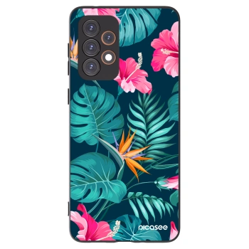 Picasee crna silikonska maskica za Samsung Galaxy A33 5G A336 - Pink Monstera