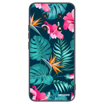 Picasee crna silikonska maskica za Honor Magic4 Lite 5G - Pink Monstera