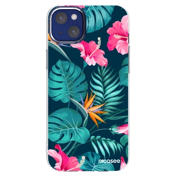 Picasee silikonska prozirna maskica za Apple iPhone 14 Plus - Pink Monstera