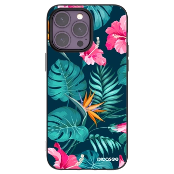 Picasee crna silikonska maskica za Apple iPhone 14 Pro Max - Pink Monstera