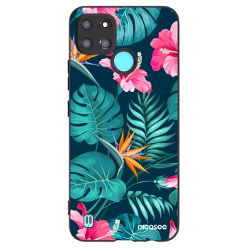 Picasee crna silikonska maskica za Realme C21Y - Pink Monstera