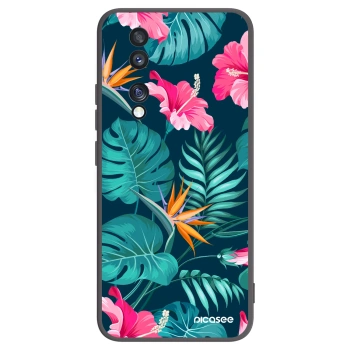 Picasee crna silikonska maskica za Honor 70 - Pink Monstera