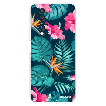 Picasee silikonska prozirna maskica za Honor 70 - Pink Monstera