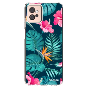 Picasee silikonska prozirna maskica za Motorola Moto G32 - Pink Monstera