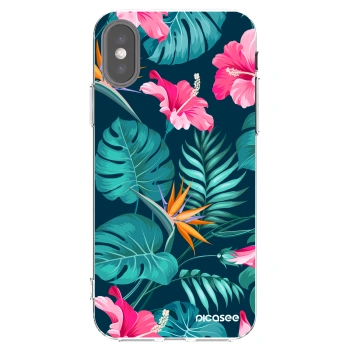 Picasee silikonska prozirna maskica za Apple iPhone X/XS - Pink Monstera