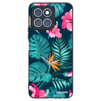 Picasee crna silikonska maskica za Honor X8 5G - Pink Monstera