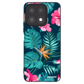 Picasee crna silikonska maskica za Honor X8a - Pink Monstera