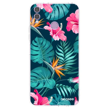 Picasee silikonska prozirna maskica za Honor 8X - Pink Monstera