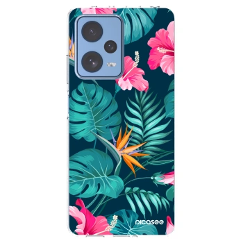 Picasee silikonska prozirna maskica za Xiaomi Redmi Note 12 Pro 5G - Pink Monstera