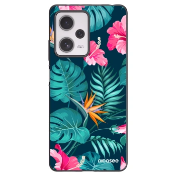 Picasee crna silikonska maskica za Xiaomi Redmi Note 12 Pro+ 5G - Pink Monstera