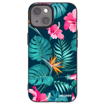 Picasee crna silikonska maskica za Apple iPhone 15 - Pink Monstera