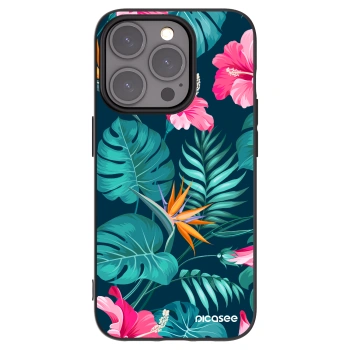 Picasee crna silikonska maskica za Apple iPhone 15 Pro - Pink Monstera