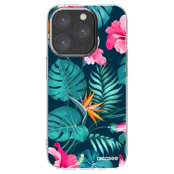Picasee silikonska prozirna maskica za Apple iPhone 15 Pro - Pink Monstera