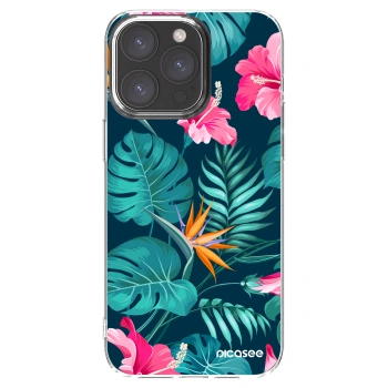 Picasee silikonska prozirna maskica za Apple iPhone 15 Pro Max - Pink Monstera