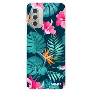 Picasee silikonska prozirna maskica za Motorola Moto G51 - Pink Monstera